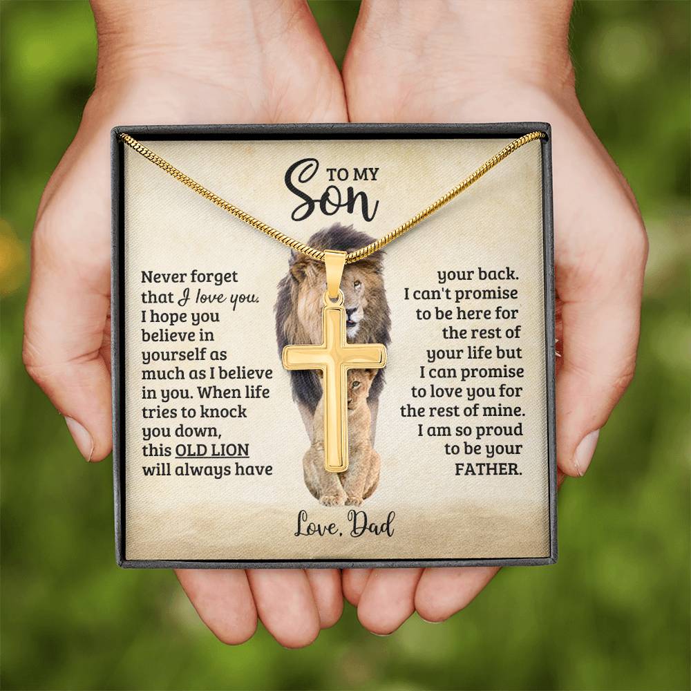 To My Son - Gift for Son from Dad - I am so proud to be your father - Artisan Cross Necklace