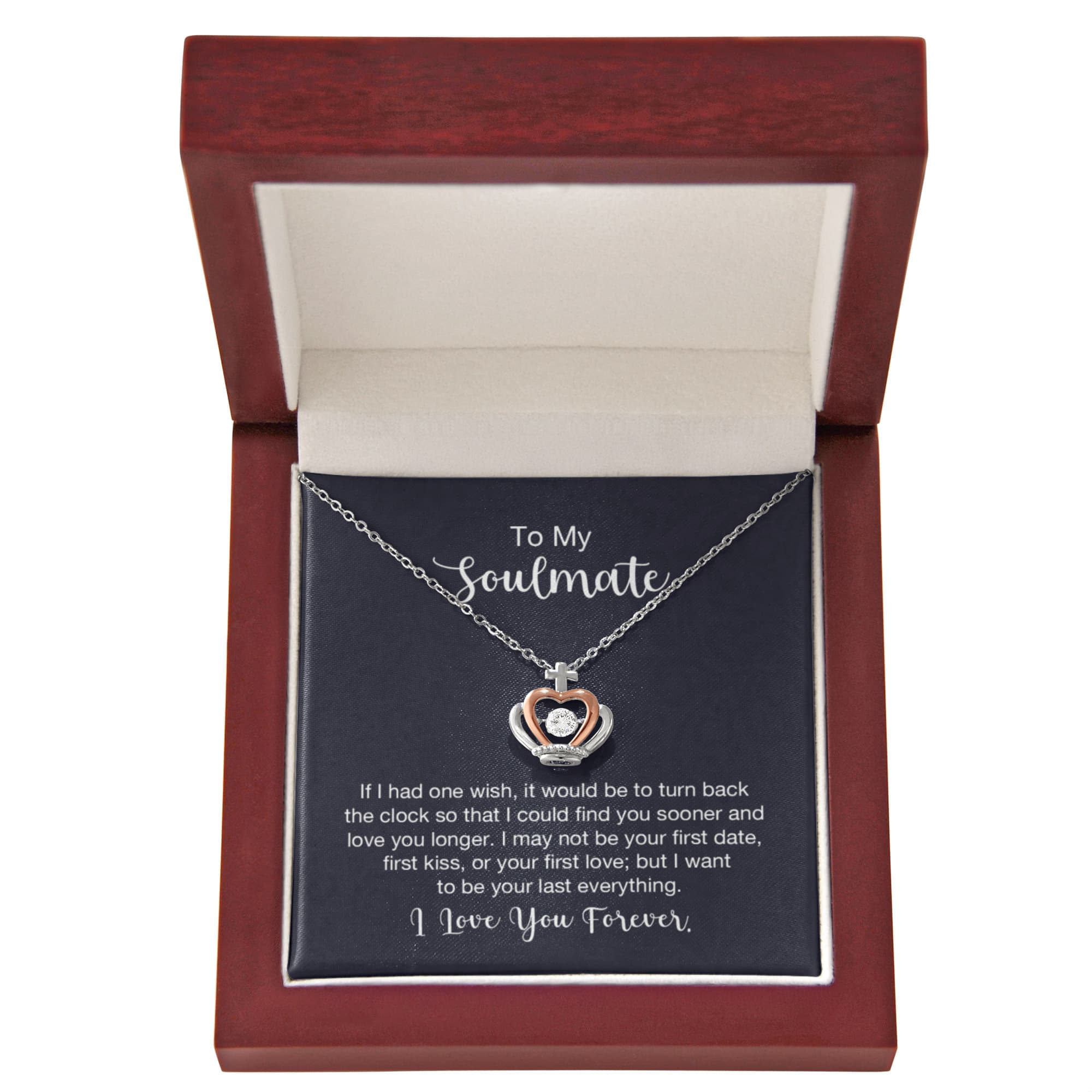To My Soulmate Necklace - Soulmate Jewelry for Valentine’s Day & Gifts for Her - Crown Pendant Necklace