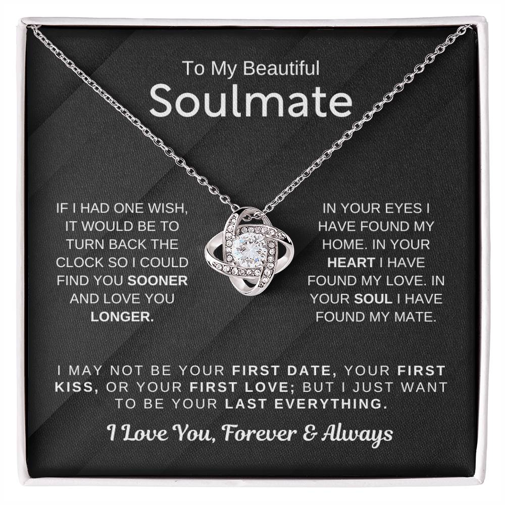 To My Beautiful Soulmate Necklace - Soulmate Jewelry Gift for Her for Birthday & Valentine’s Day - Love Knot Necklace
