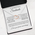 To My Beautiful Soulmate Necklace - Gift for Her for Birthday & Sweet Romantic Surprises - Interlocking Hearts Necklace