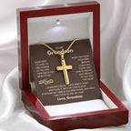 To My Grandson - Just hold this close to feel my love - Grandson Gift from Grandma - Artisan Cross Necklace