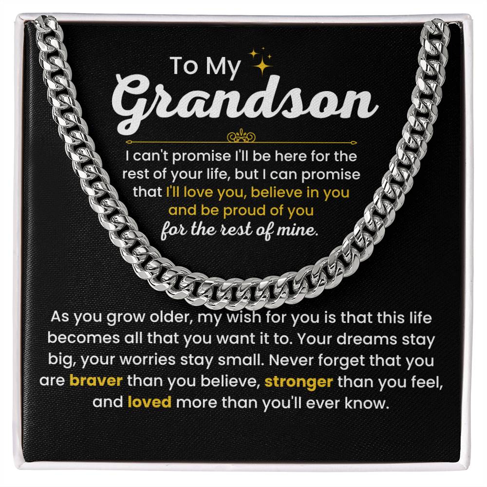 To My Grandson - I Believe in you - Chain Link Chain from Grandparents