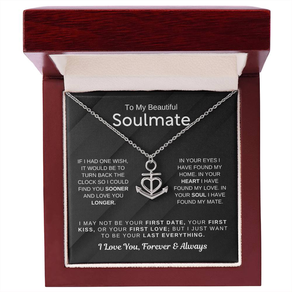 To My Beautiful Soulmate Necklace - Romantic Necklace for Surprising The Soulmate in Your Life - Anchor Pendant Necklace