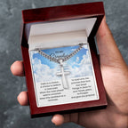 To My Grandson - Faith is a choice - Religious Gift for Grandson - Artisan Cross with Cuban Link Chain