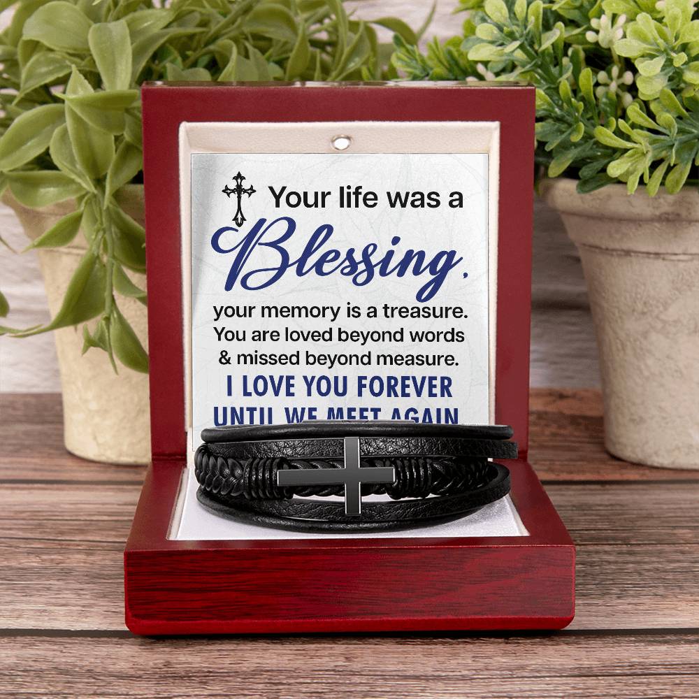 Your life was a blessing - Men's Cross Bracelet