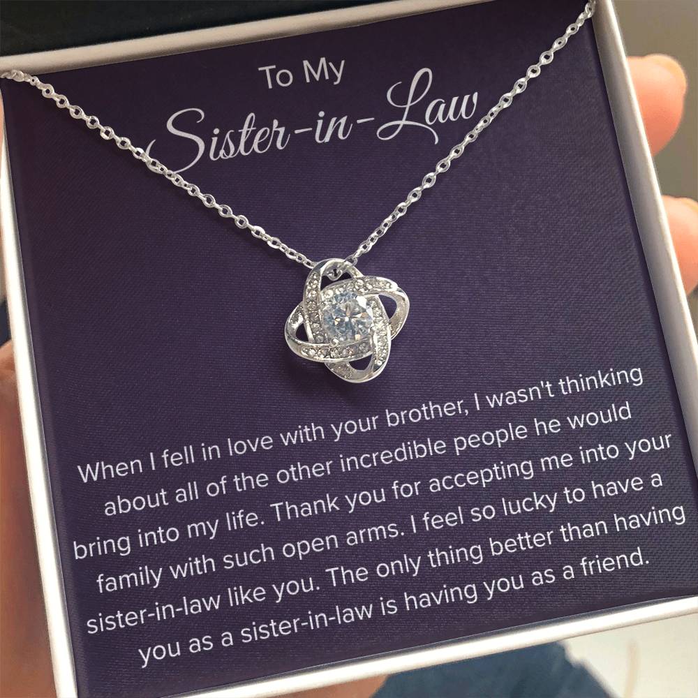 To My Sister In Law - Thank You for Accepting Me - Love Knot Necklace