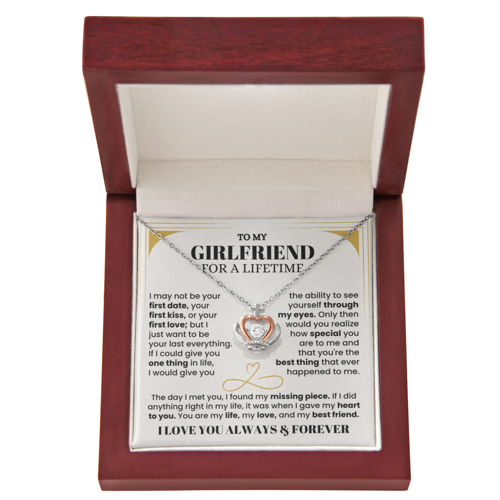 To My Girlfriend Necklace - Romantic Jewelry Gift for Christmas, Valentine’s Day & Surprises - Crown Pendant Necklace