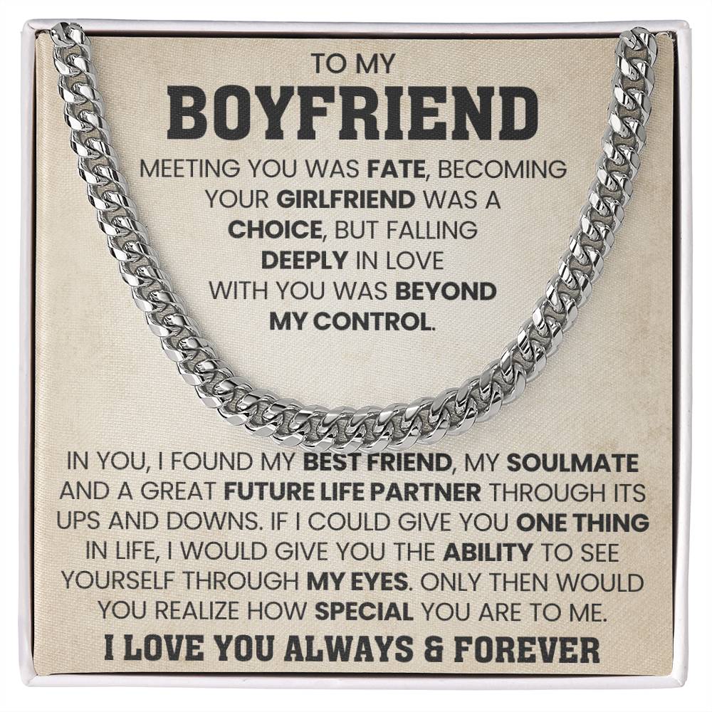 To My Boyfriend Cuban Link Chain - Anniversary & Valentine’s Day Gift from Girlfriend