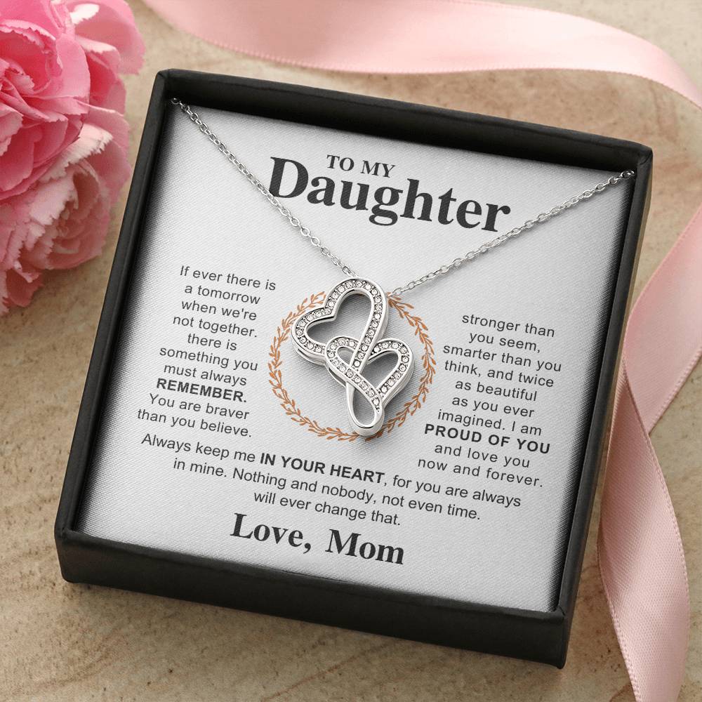 Beautiful Gift for Daughter from Mom - Always keep me in your heart - Heart-to-heart Pendant Necklace