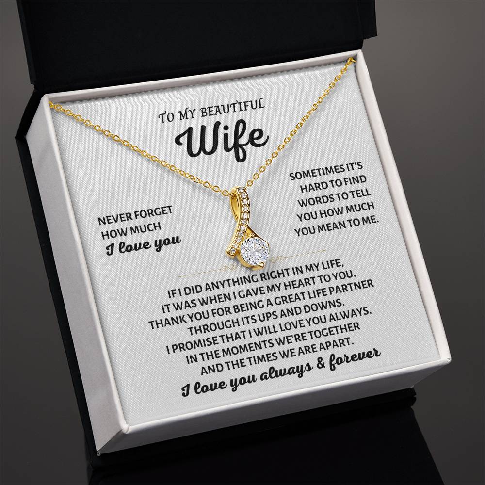 To My Beautiful Wife Necklace - Romantic Keepsake Jewelry Gift from Husband for Special Days & Valentine’s Love - Alluring Beauty Necklace
