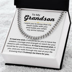Grandson Necklace Gift for Birthday, Graduation, and Christmas - Cuban Link Chain