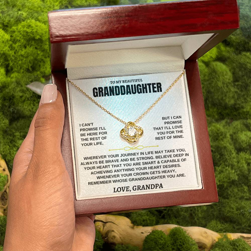 To My Granddaughter Necklace – Valentine’s Day & Graduation Gift for Granddaughter from Grandpa – Love Knot Necklace