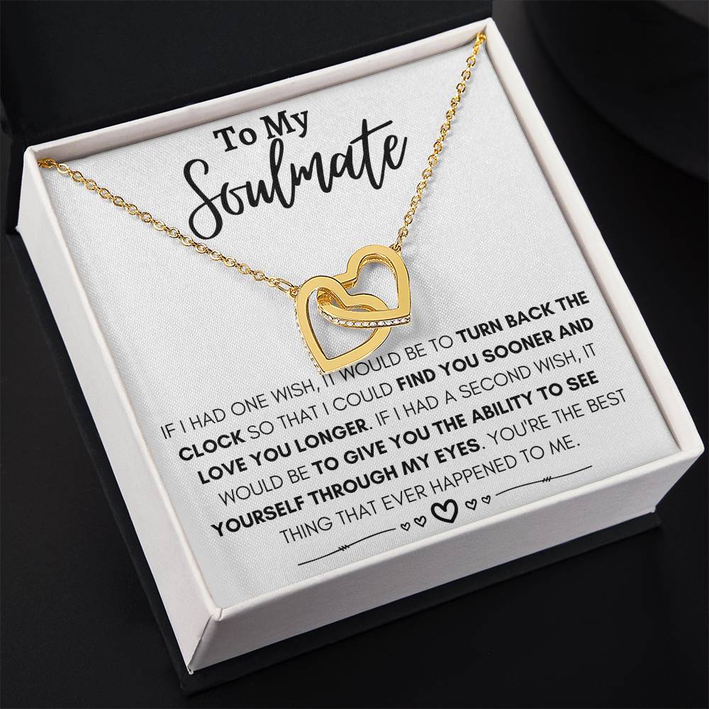 To My Soulmate Necklace - Romantic Soulmate Gift for Her for Christmas & Holiday Gifting - Interlocking Hearts Necklace