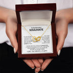 To My Beautiful Soulmate Necklace - Jewelry Gift for Her for Celebrating Romantic Moments - Interlocking Hearts Necklace