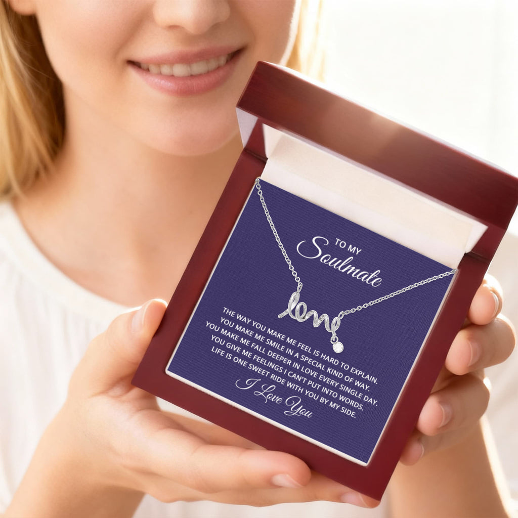 To My Beautiful Soulmate Necklace - Soulmate Necklace Gift for Her for Celebration Days - Scripted Love Necklace