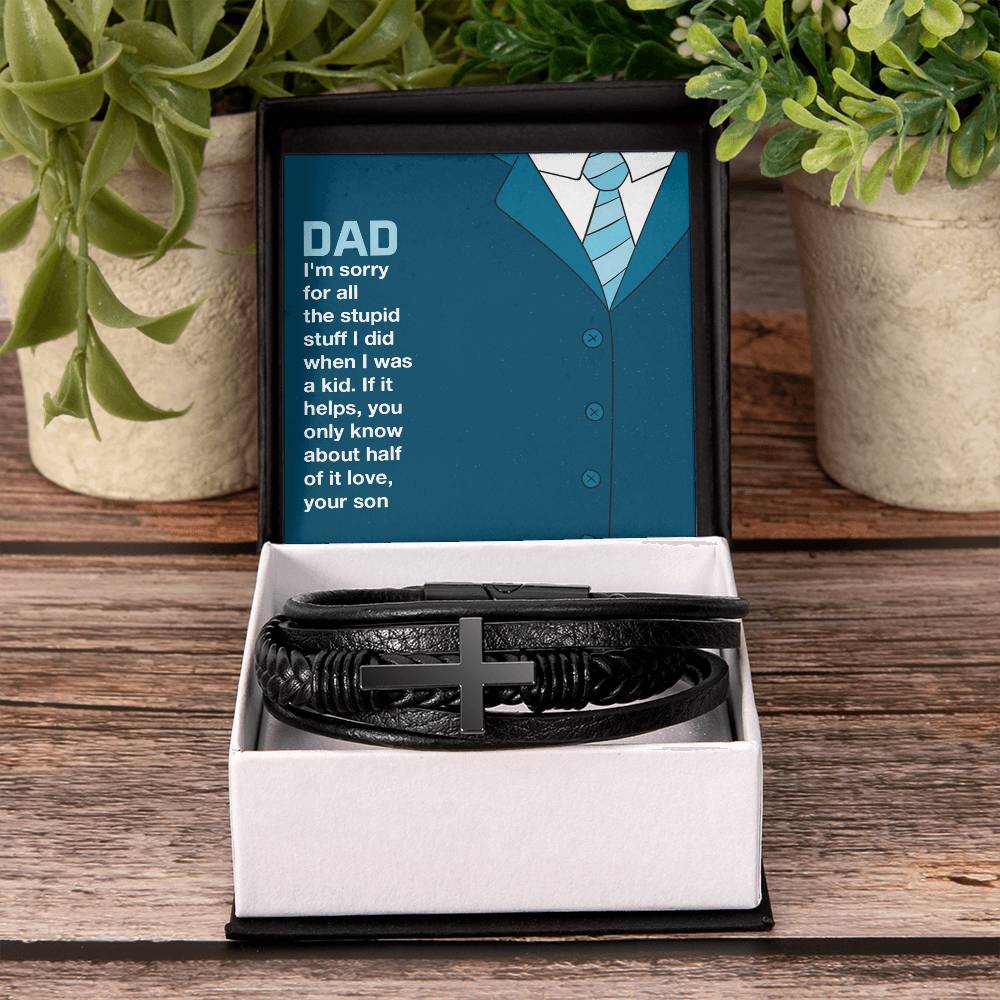 Dad You only know about half of it love - Gift from Son to Dad - Men's Cross Bracelet