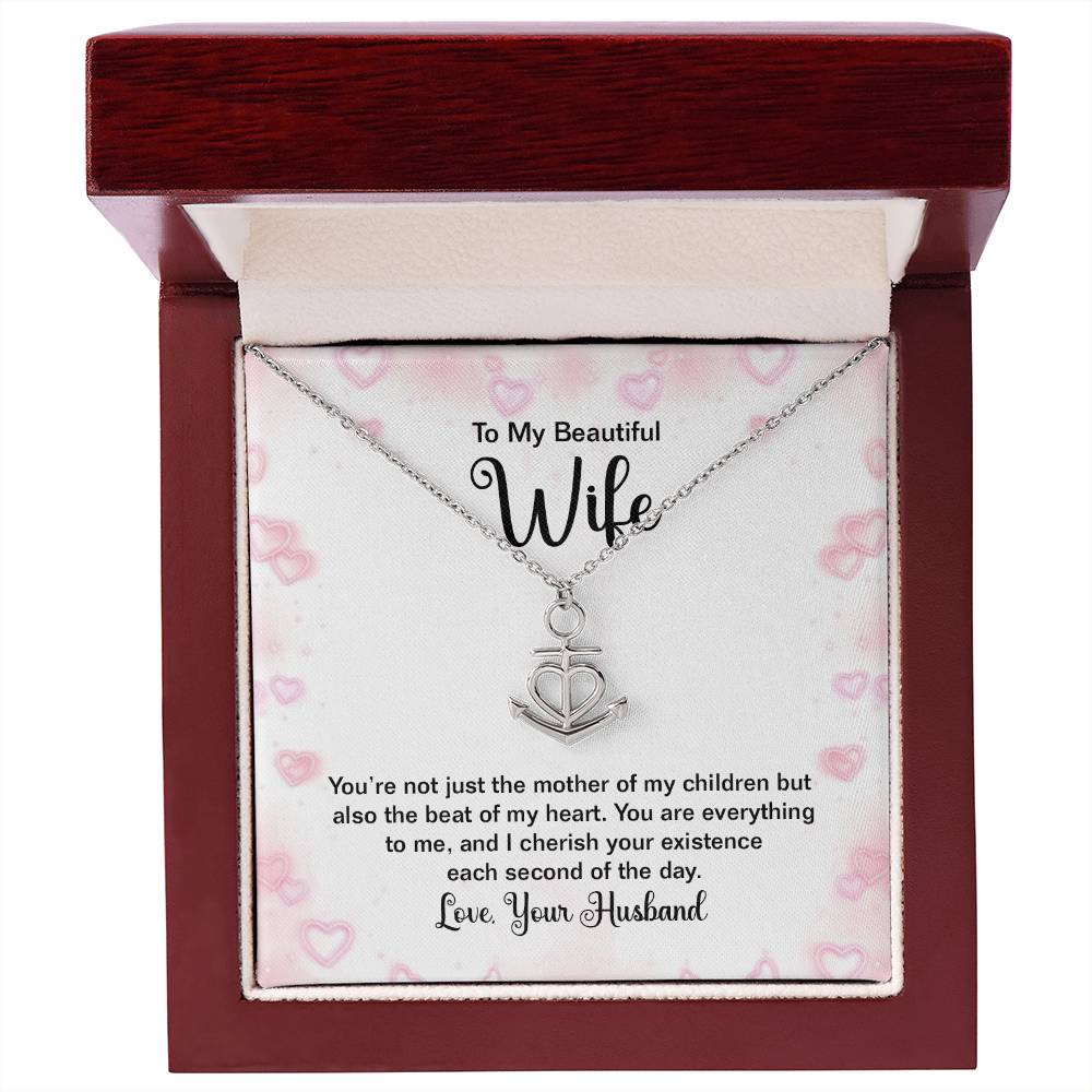 To My Wife Necklace - Meaningful Love Gift for Wife from Husband for Valentine’s Day, Christmas & Anniversaries - Anchor Pendant Necklace