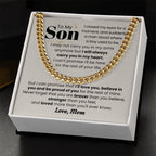 Gift for Grandson from Mom - I may not carry you in my arms - Cuban Link Chain