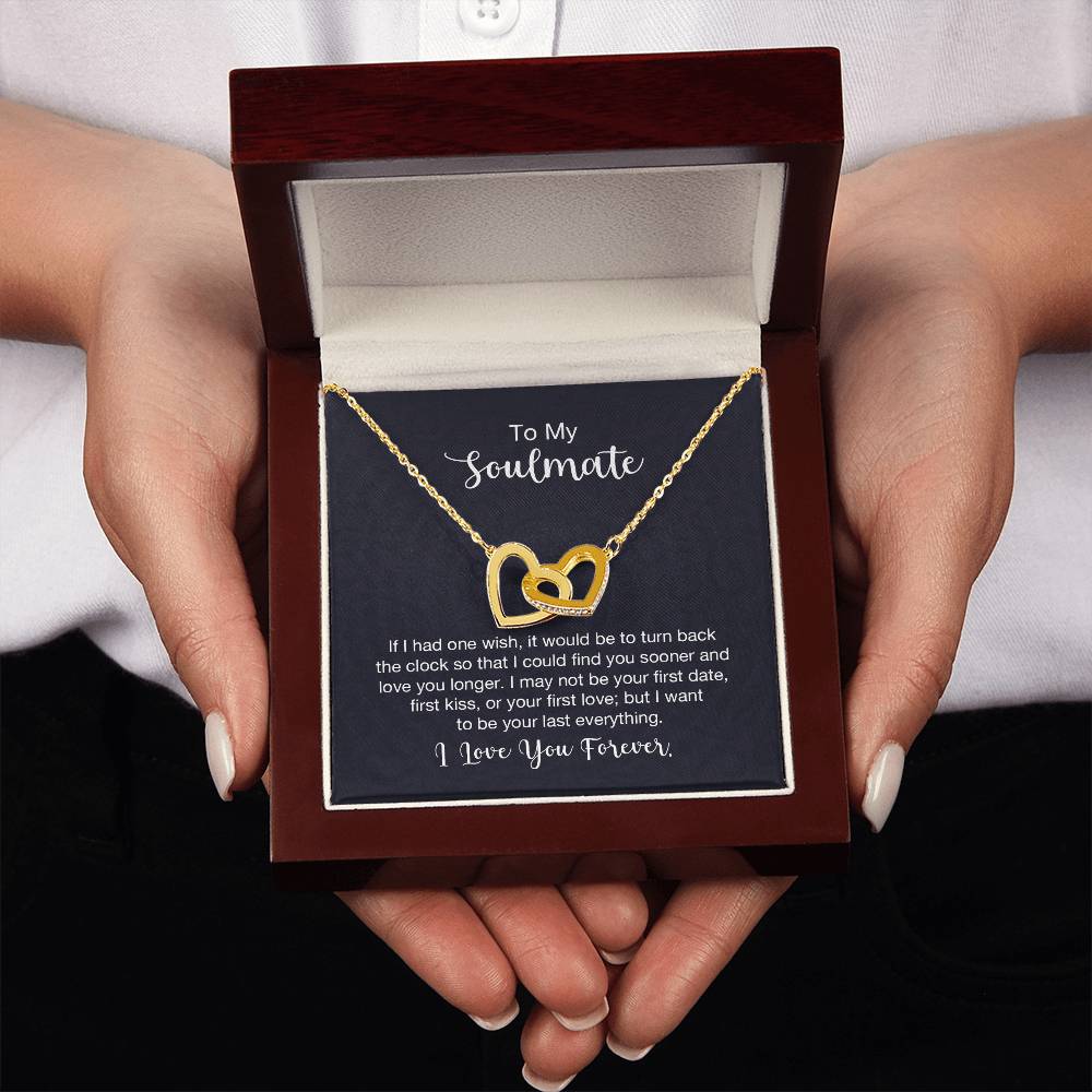 To My Soulmate Necklace - Long Distance Relationship Soulmate Gift for Romantic Occasions - Interlocking Hearts Necklace