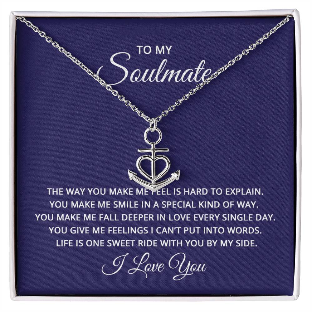 To My Soulmate Necklace - Romantic Gift for Valentine’s Day & Relationship Milestones - Anchor Pendant Necklace