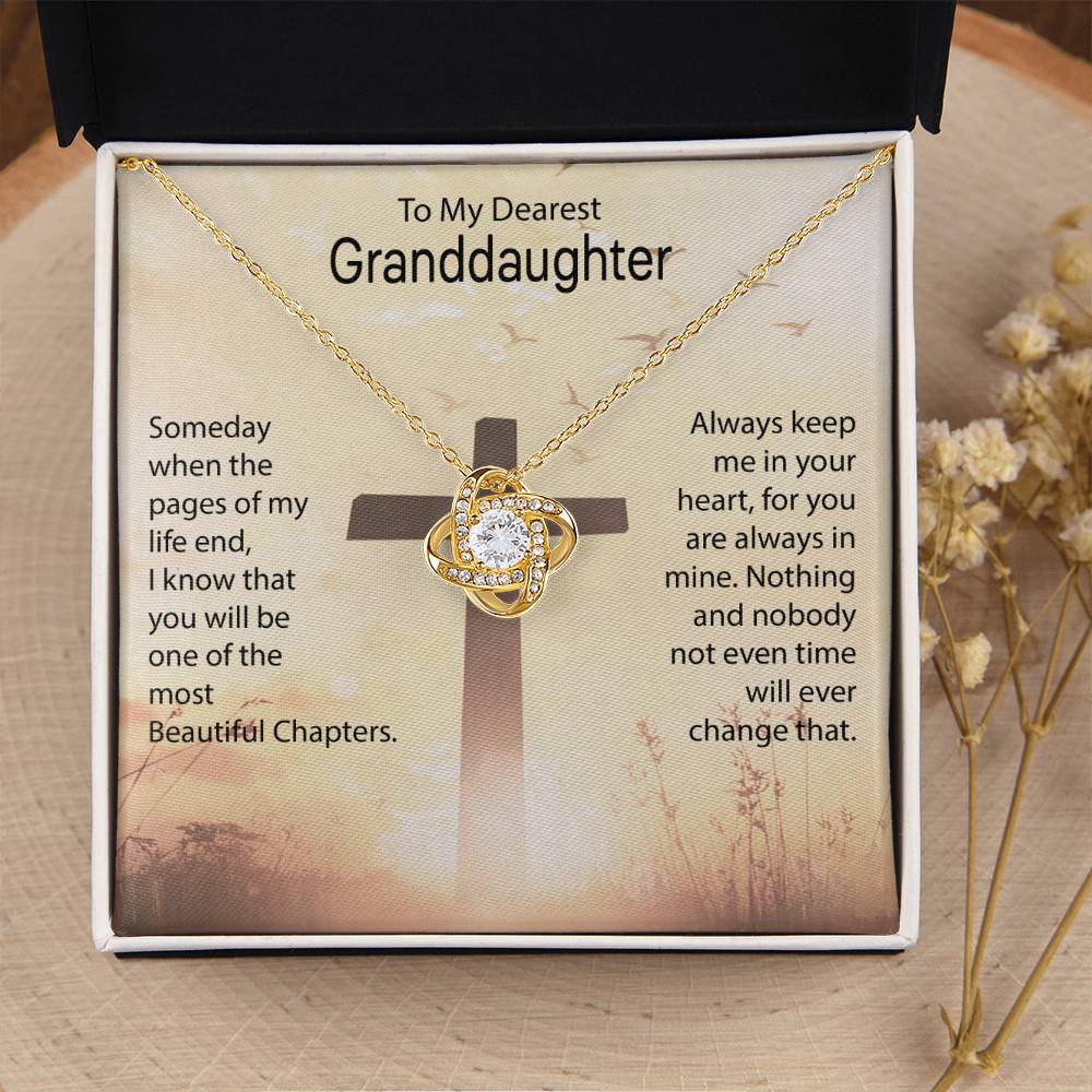 To My Granddaughter Necklace – Granddaughter Birthday & Graduation Jewelry Surprise – Love Knot Necklace