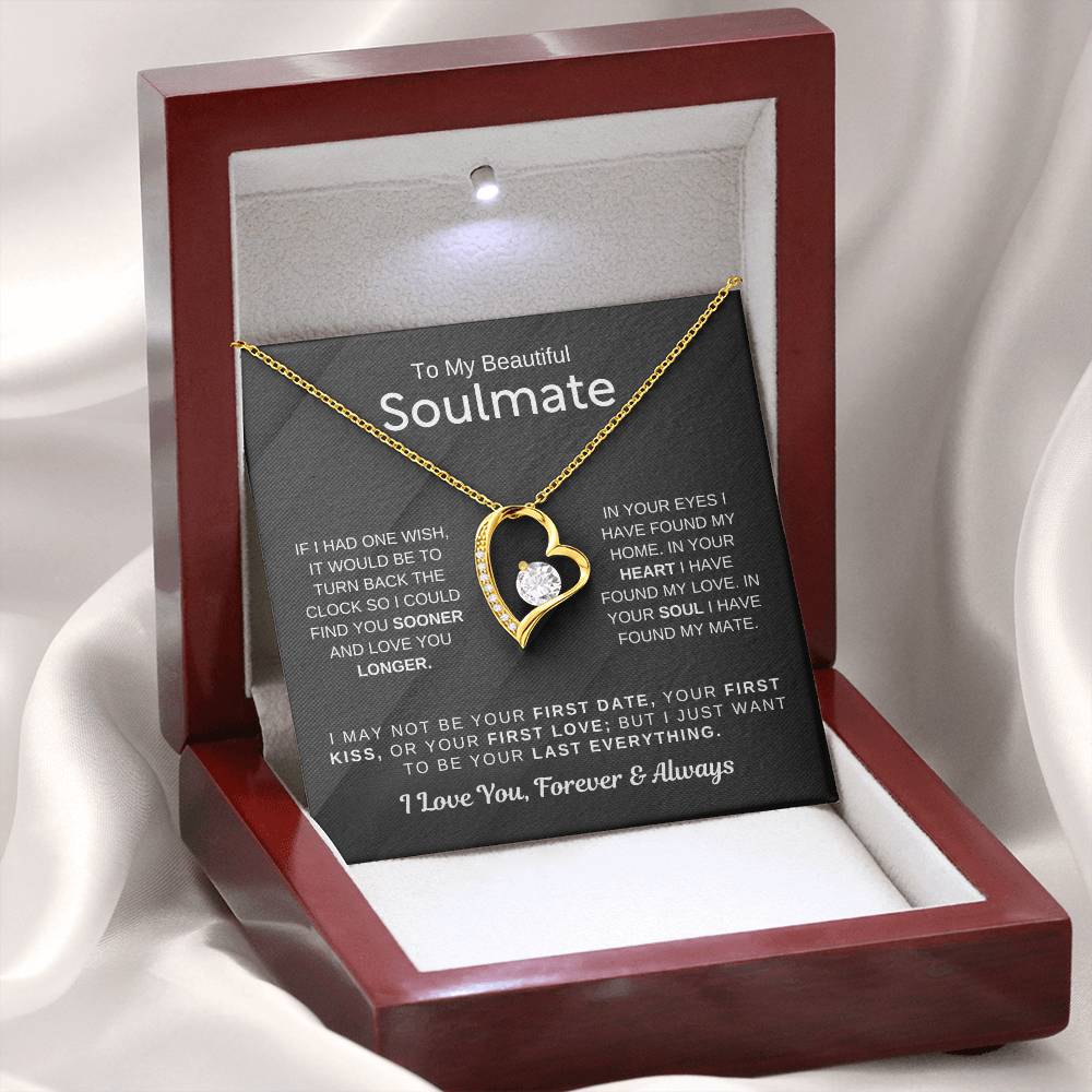 To My Beautiful Soulmate Necklace - Romantic Gift for Her for Christmas & Love Celebrations - Forever Love Necklace