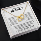 To My Beautiful Soulmate Necklace - Jewelry Gift for Her for Celebrating Romantic Moments - Interlocking Hearts Necklace