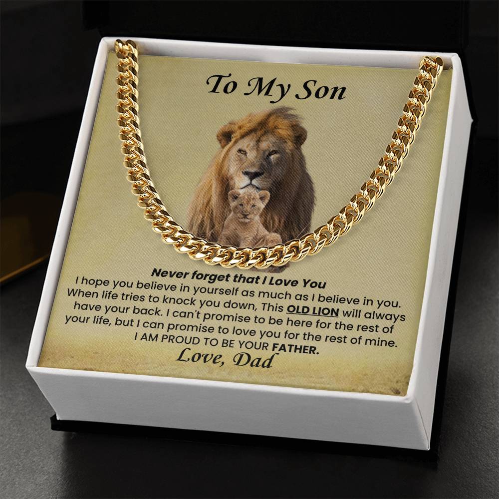 To My Son Necklace from Dad - I believe in you - Cuban Link Chain