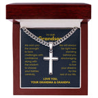 To Our Grandson - Grandson Gift from Grandma and Grandpa - Artisan Cross with Cuban Link Chain