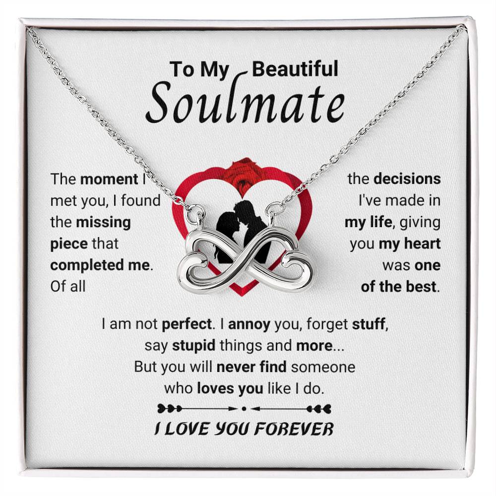 To My Beautiful Soulmate Necklace - Gift for Her for Birthday & Sweet Romantic Surprises - Endless Love Necklace
