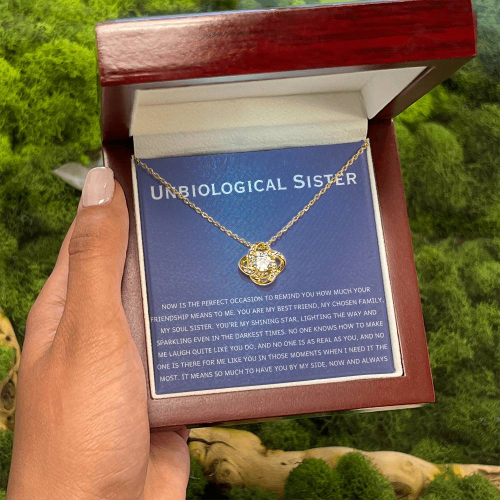 Unbiological Sister Necklace - Gift for Bonus Sister - Love Knot Necklace