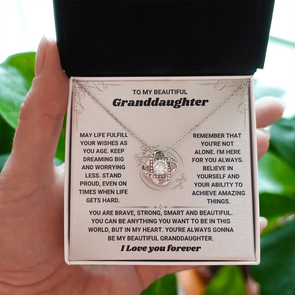 To My Granddaughter Necklace – Best Birthday & Graduation Gift Option for Granddaughter – Love Knot Necklace