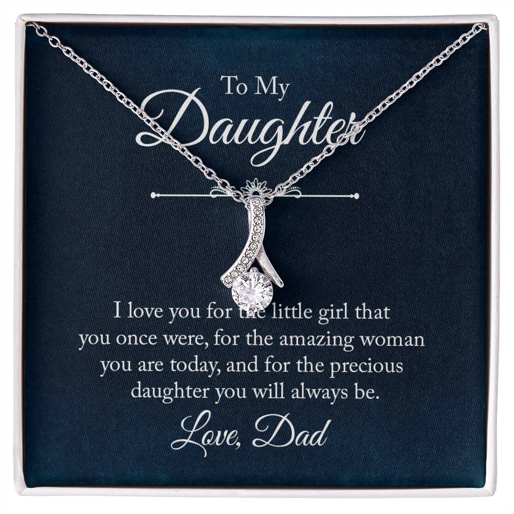To My Daughter Necklace – Dad to Daughter Birthday Jewelry – Alluring Beauty Necklace