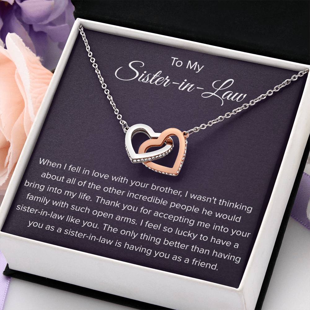 To My Sister In Law - Thank You for Accepting Me - Interlocking Hearts Necklace