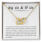 Big Sister & Little Sister Necklace - It's a special bond that spans the years - Gift for Sister - Interlocking Hearts Necklace