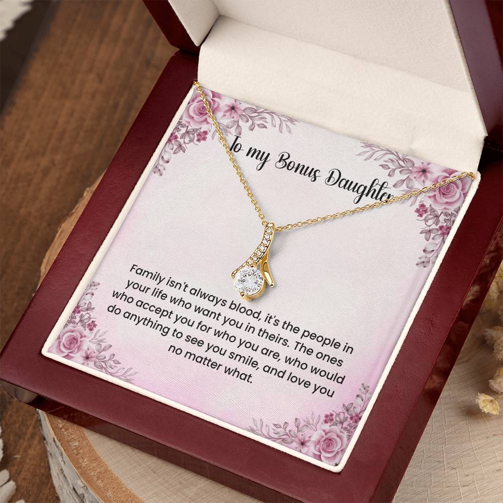 To My Bonus Daughter Necklace - Alluring Beauty Necklace - Gift for Bonus Daughter