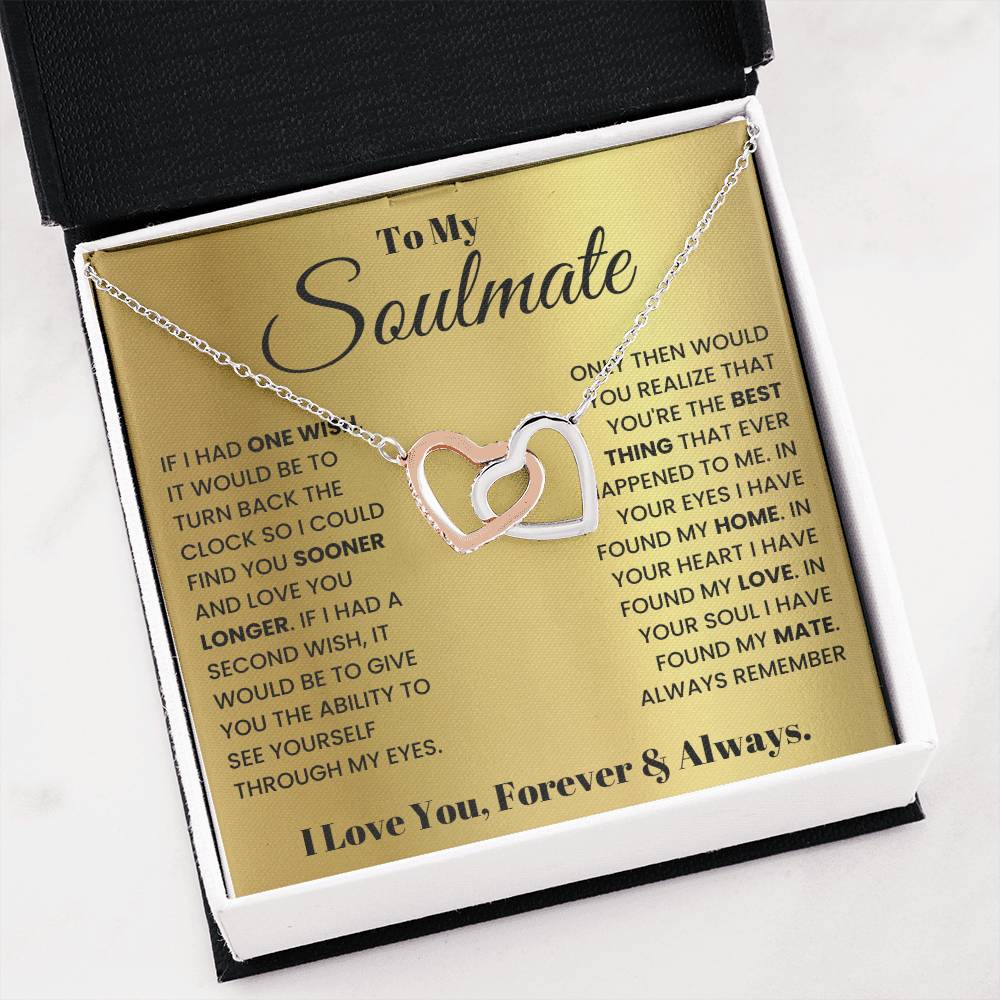 To My Soulmate Necklace - Romantic Gift for Special Occasions & Just Because Love - Interlocking Hearts Necklace