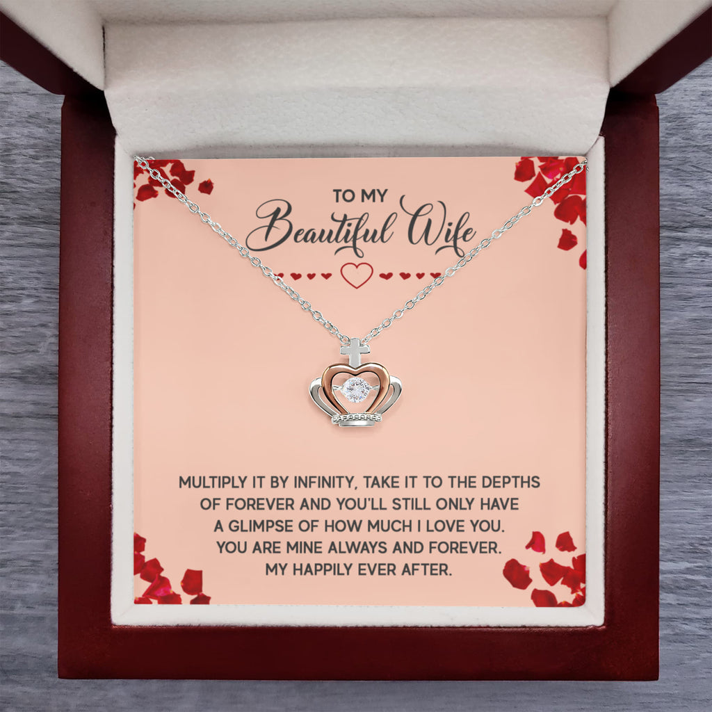 To My Wife Necklace - Emotional Love Gift from Husband for Birthday & Valentine’s Day - Crown Pendant Necklace