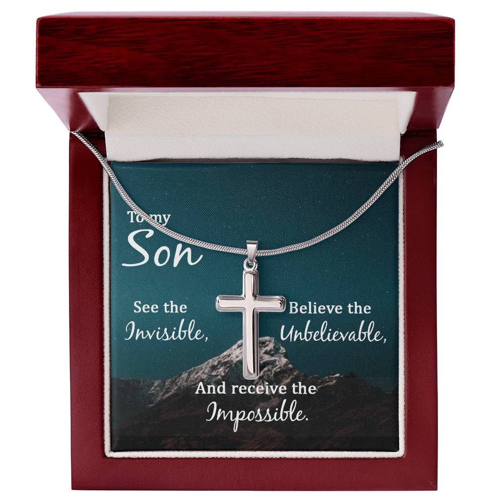 To My Son Necklace - Receive the impossible - Artisan Cross Necklace