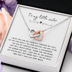 To My Little Sister Necklace - I Wish You Can See Yourself Through My Eyes - Gift for Little Sister - Interlocking Hearts Necklace