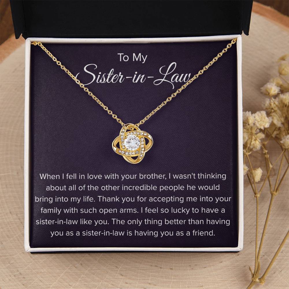 To My Sister In Law - Thank You for Accepting Me - Love Knot Necklace