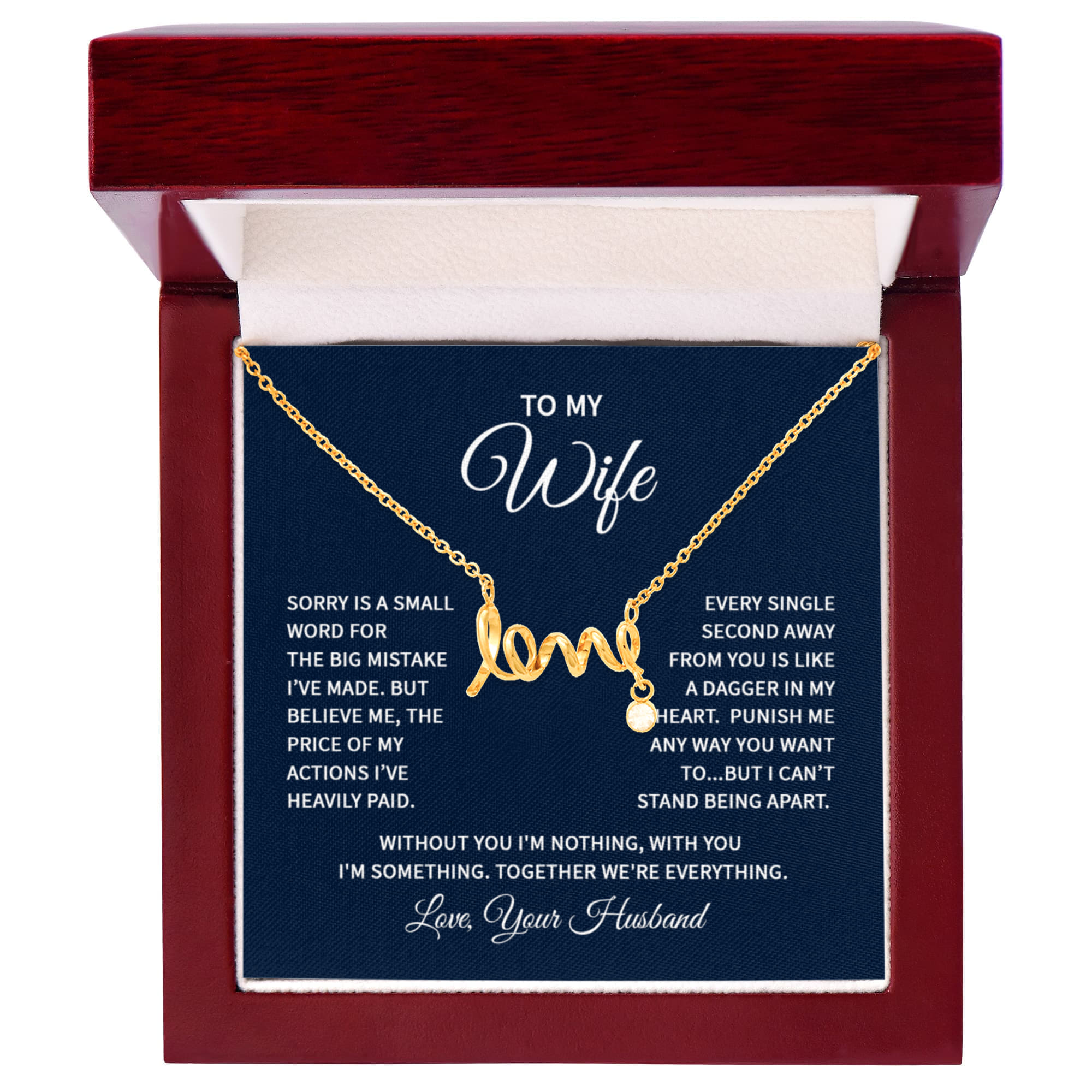 To My Wife Necklace - Best Romantic Gift for Wife - Scripted Love Necklace
