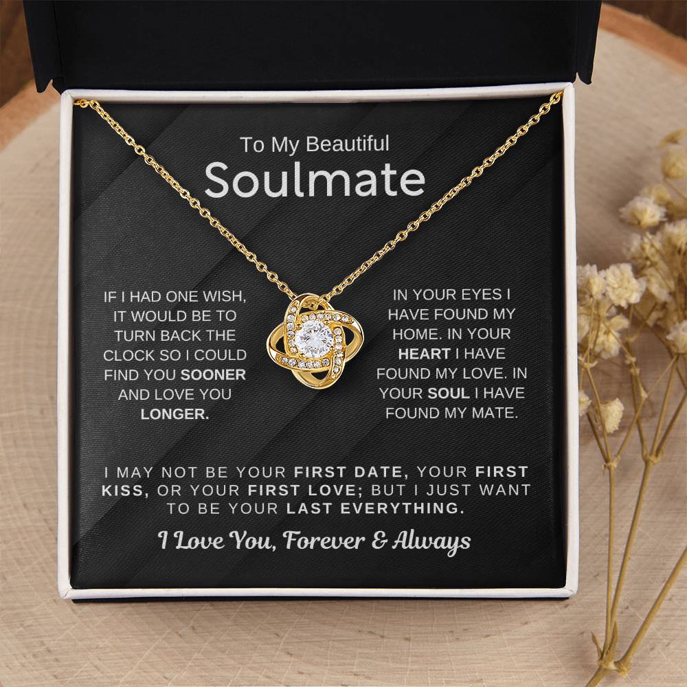To My Beautiful Soulmate Necklace - Soulmate Jewelry Gift for Her for Birthday & Valentine’s Day - Love Knot Necklace