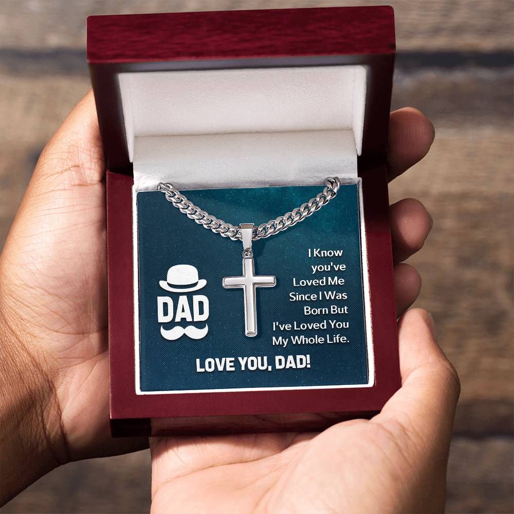 Dad - I know Artisan Cross with Cuban Link Chain Gift for Dad