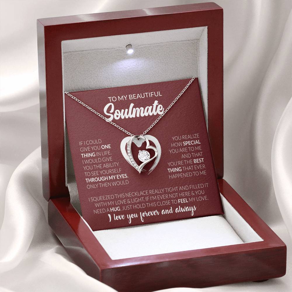 To My Beautiful Soulmate Necklace - Jewelry Gift for Her for Celebrating Romantic Moments - Forever Love Necklace