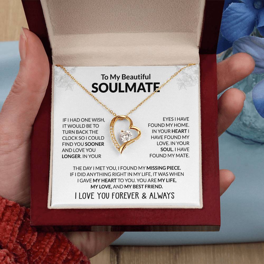 To My Beautiful Soulmate Necklace - Soulmate Jewelry Gift for Her for Birthday & Valentine’s Day - Forever Love Necklace