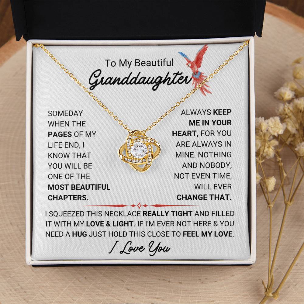 To My Granddaughter Necklace – Birthday Graduation Keepsake for Granddaughter – Love Knot Necklace