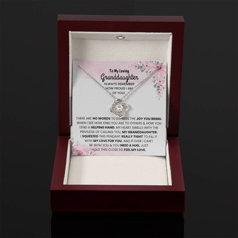 To My Granddaughter Necklace – Jewelry Gift for Granddaughter on Graduation & Birthday – Love Knot Necklace