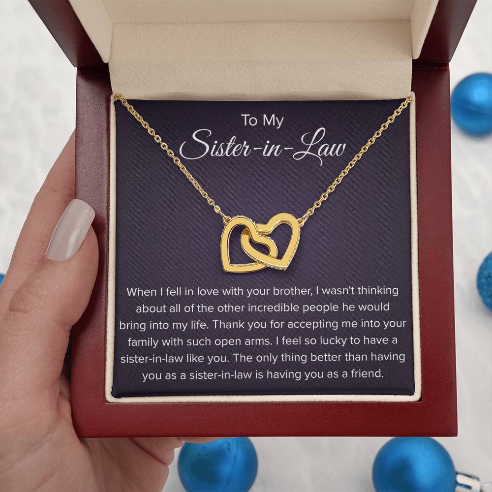To My Sister In Law - Thank You for Accepting Me - Interlocking Hearts Necklace
