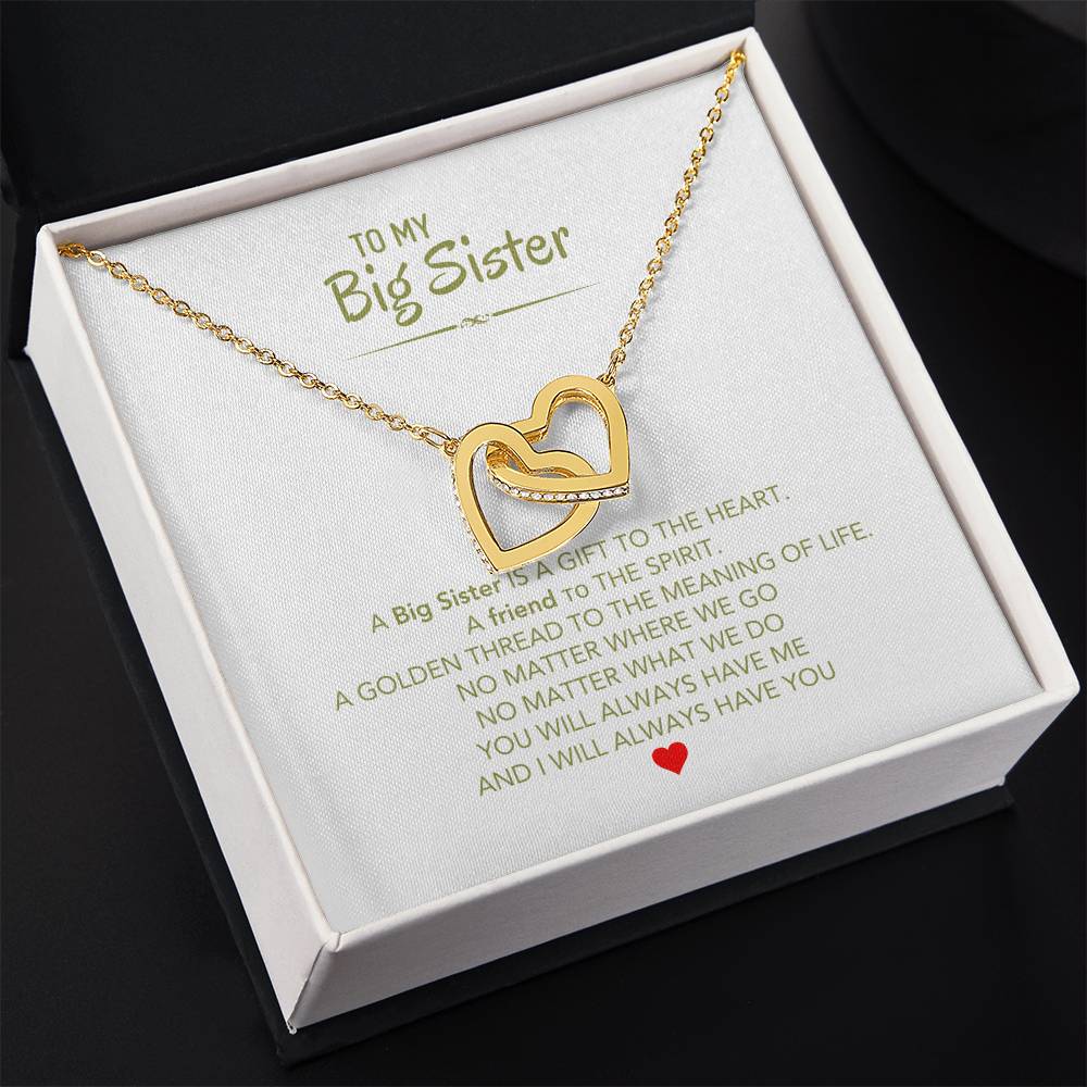 To My Big Sister Necklace - A Big Sister Is A Gift To The Heart - Gift for Sister - Interlocking Hearts Necklace